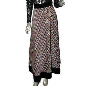 1950s Rainbow Striped and Velvet Skirt Small
